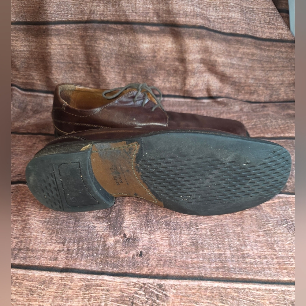 Johnston & Murphy Handcrafted Brown Leather Oxford Shoes Size 12M Italy - Picture 9 of 11
